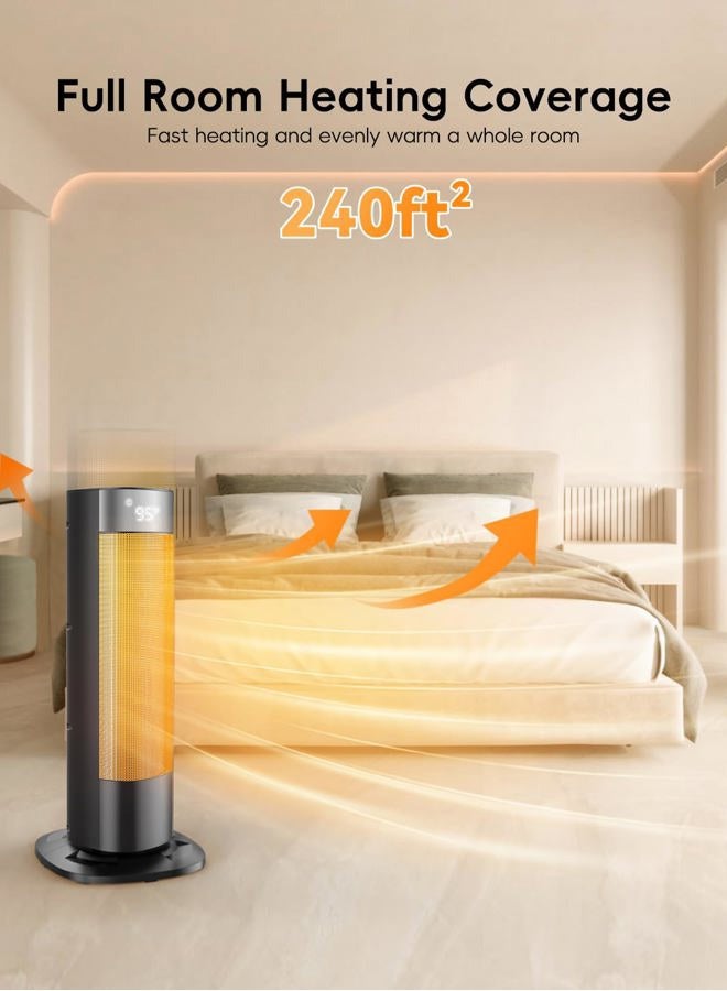 CCGIRU 1500W Space Heaters for Indoor Use, Portable Space Heater Large Room with Remote, PTC Ceramic, 100° Oscillation, 24H Timer, 3 Modes, Thermostat, Display off, Room Heater for Bedroom, Office - Image 2