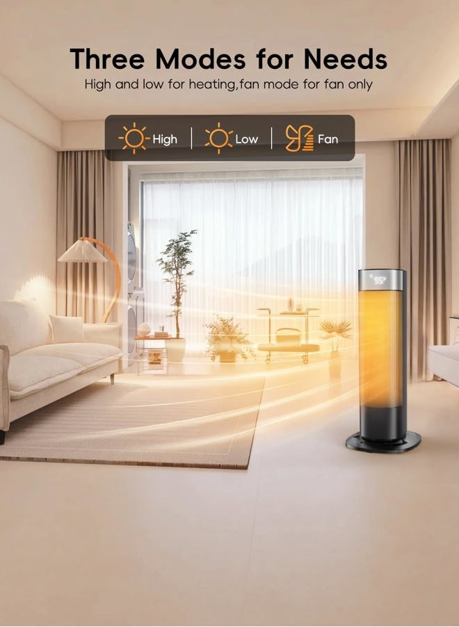 CCGIRU 1500W Space Heaters for Indoor Use, Portable Space Heater Large Room with Remote, PTC Ceramic, 100° Oscillation, 24H Timer, 3 Modes, Thermostat, Display off, Room Heater for Bedroom, Office - Image 4