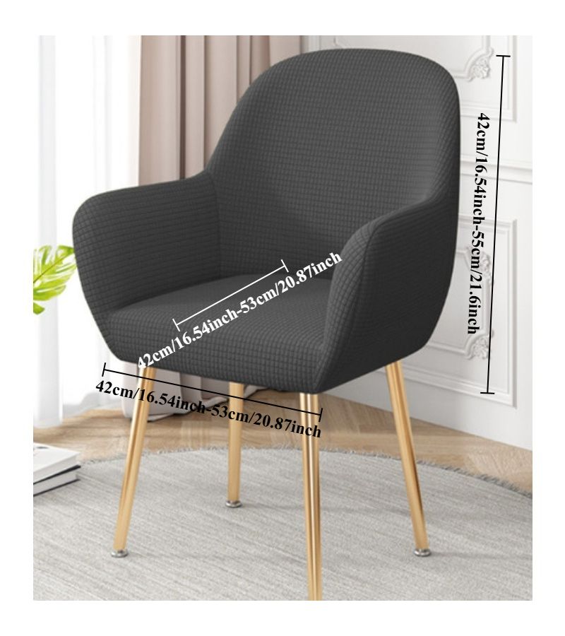 1pc Dining Chair Cover with Armrests Polyester Solid Color Elastic Closure - Image 4