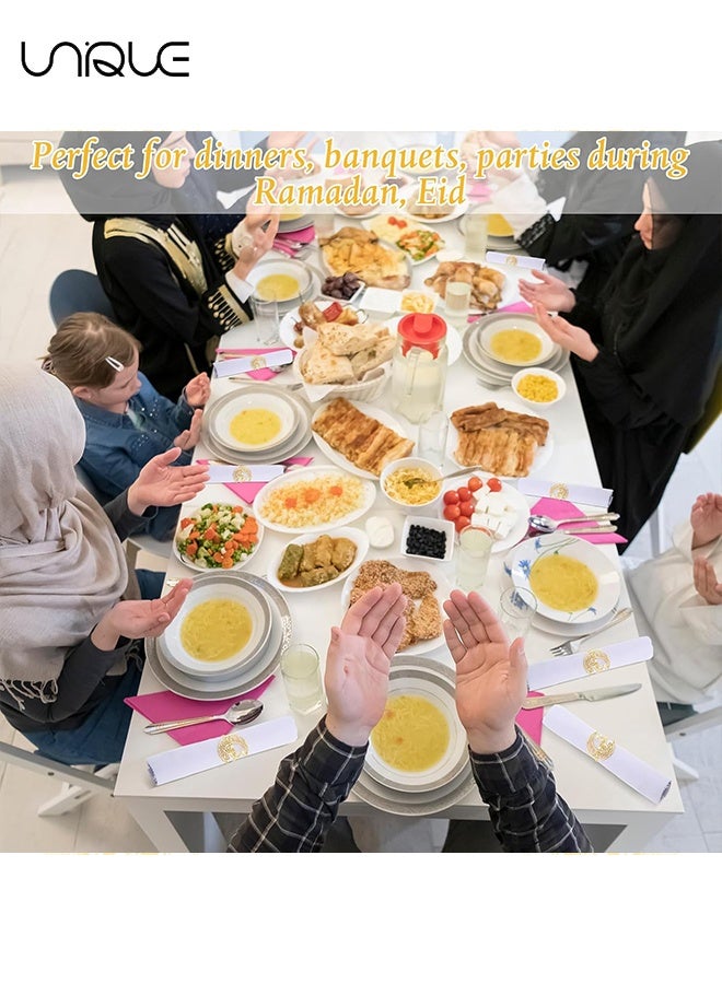 Unique Gold Napkin Rings Set of 6 - Rhinestone Moon and Star Metal Napkin Rings - Ramadan Decorations - for Weddings, Receptions, Dinner Party Buffet Table Decor (Gold) - Image 5