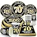 algpty 70th Birthday Decorations Plates and Napkins Black and Gold Service for 30 Vintage 1956 Birthday Party Bundle Includes Black Gold Plates Napkins Cups 70th Birthday Supplies for Men Women - Image 3