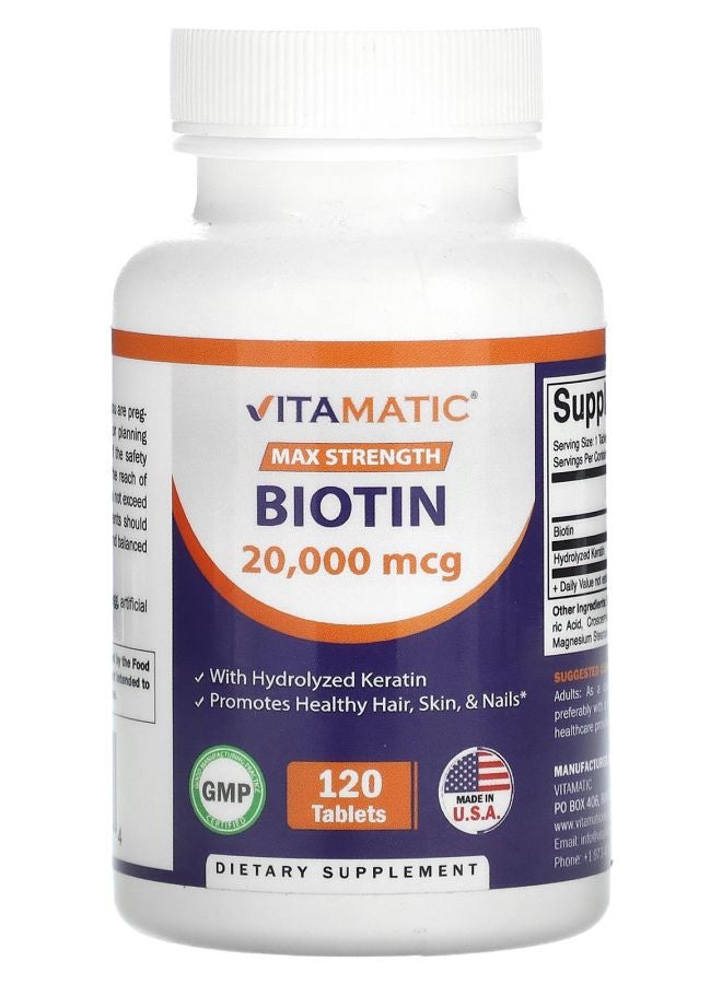 Vitamatic Biotin Max Strength 20000 mcg 120 Tablets