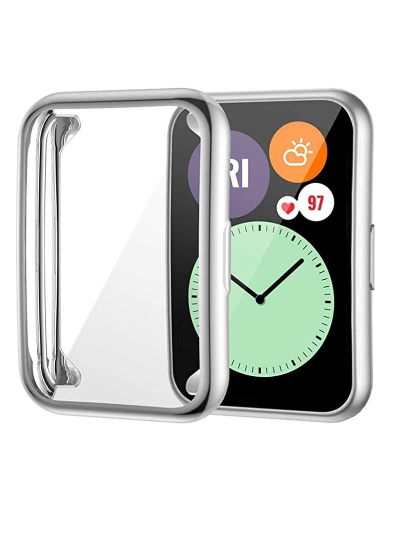 Huawei Watch fit Case Smartwatch Plated Accessories All-Around Screen Protector Huawei Silver - Image 1