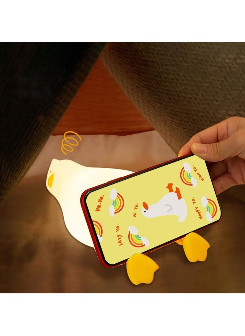JAJEEK Lying Duck Night Light for Kids | Cute Cartoon LED Silicone Bedside Lamp | Touch Control Dimmable Lazy Duck Squishy Light | USB Rechargeable Soft Nursery Lamp for Baby Girl/Boy, Bedroom Decor & Gifting  - Image 4