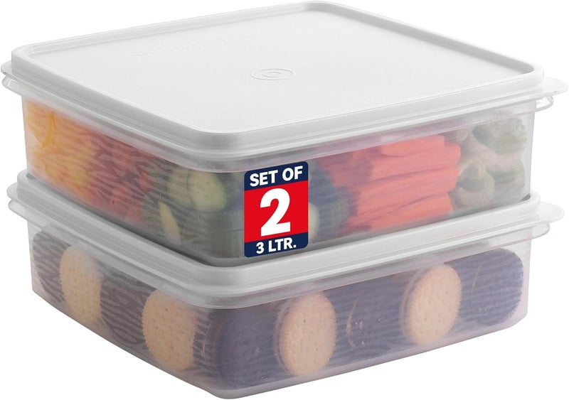 Signoraware Plastic Storage Containers with Lids – 2-Pack 3L Cupcake Carrier – Leakproof Cookie Storage Containers Airtight – BPA-Free Plastic Containers with Lids for Food Storage, Meal Prep, Leftovers, Cupcakes - Image 1
