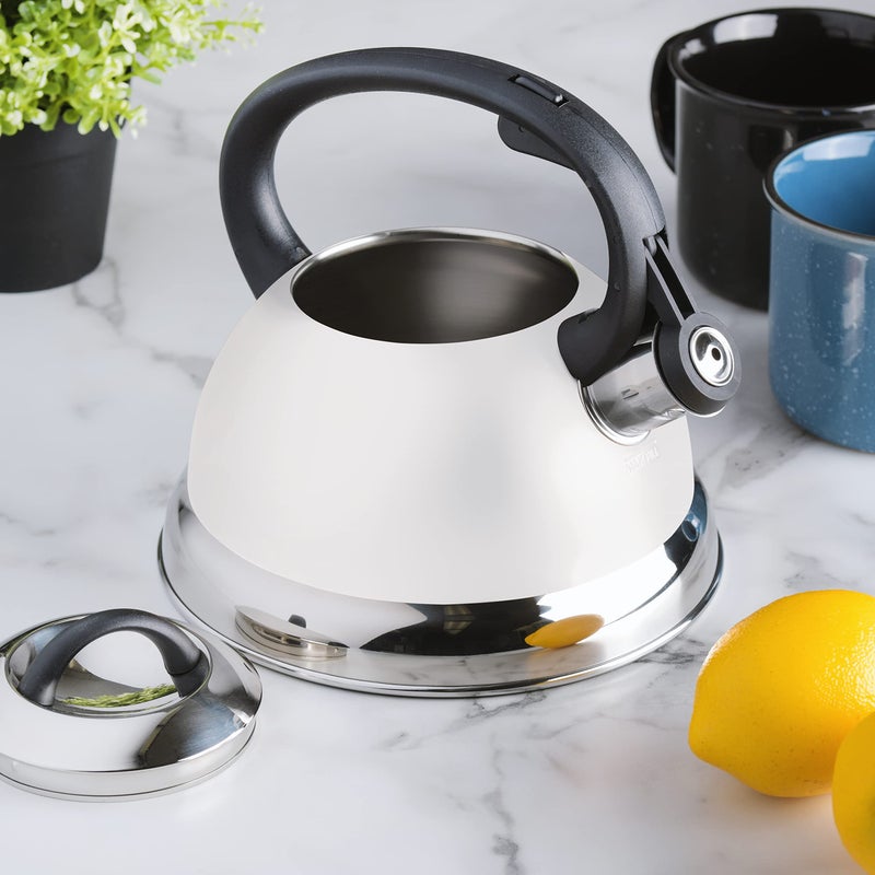 Mr. Coffee Flintshire 1.75-Quart Stainless Steel Whistling Tea Kettle with Nylon Handle â€“ Durable Stove-Top Kettle in Linen Finish - Image 3