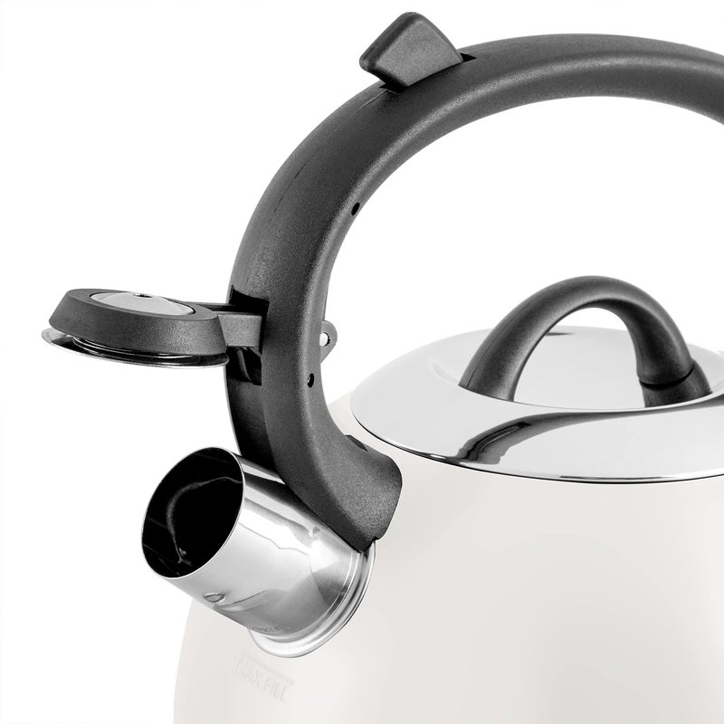 Mr. Coffee Flintshire 1.75-Quart Stainless Steel Whistling Tea Kettle with Nylon Handle â€“ Durable Stove-Top Kettle in Linen Finish - Image 4