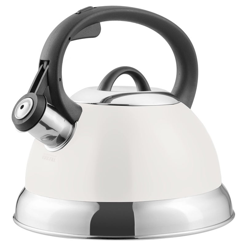 Mr. Coffee Flintshire 1.75-Quart Stainless Steel Whistling Tea Kettle with Nylon Handle â€“ Durable Stove-Top Kettle in Linen Finish - Image 1