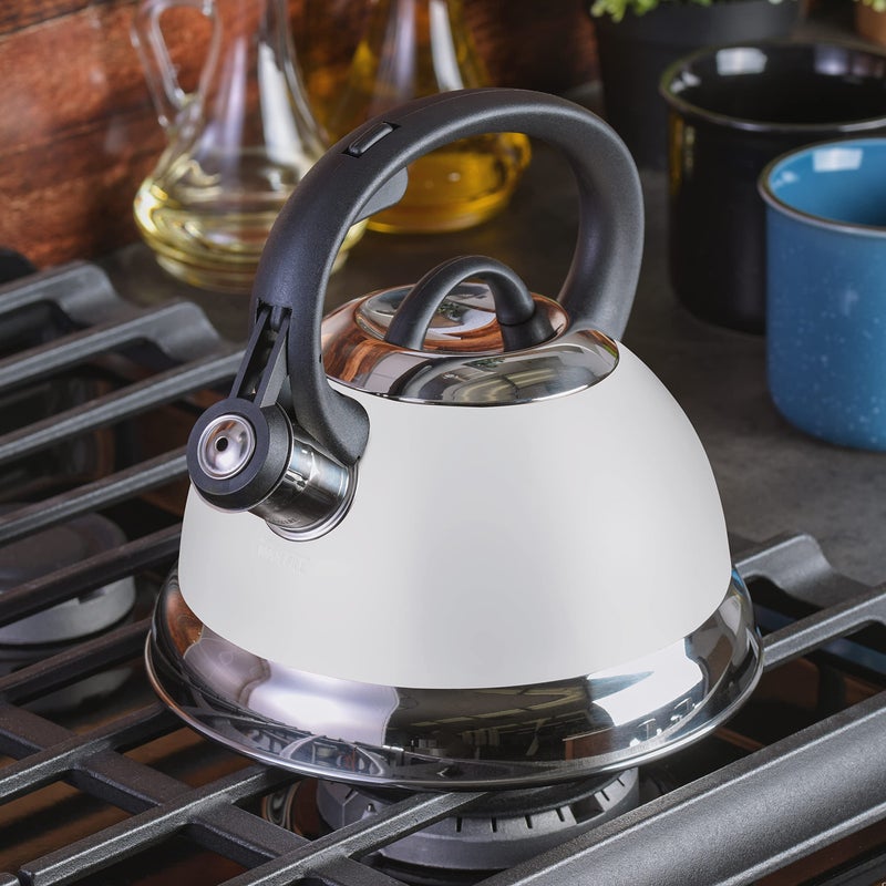 Mr. Coffee Flintshire 1.75-Quart Stainless Steel Whistling Tea Kettle with Nylon Handle â€“ Durable Stove-Top Kettle in Linen Finish - Image 2