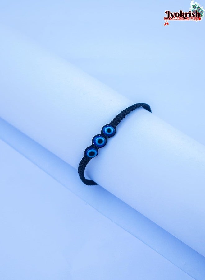 Jyokrish Handmade Adjustable Black thread 3 Evil eye Nazariya Anklet for Girls |Women | Free Size | Nazarbattu |Lucky Protection| Single Leg - Image 4