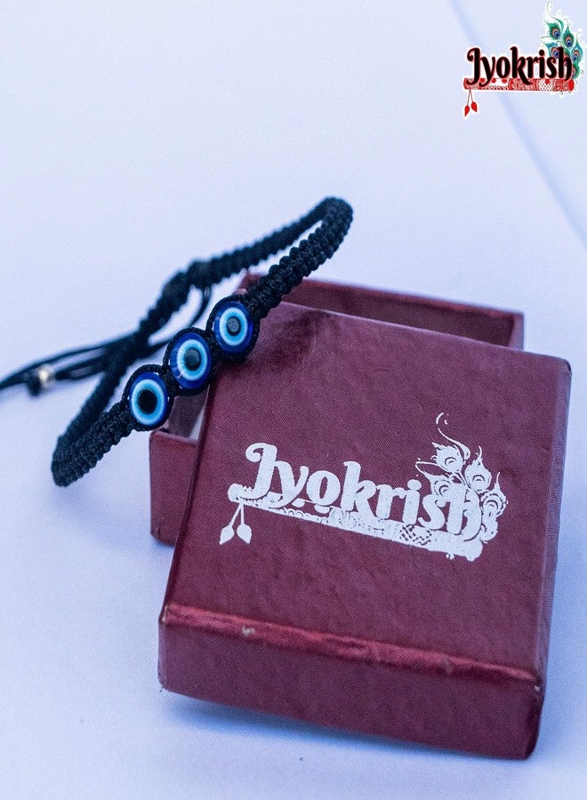 Jyokrish Handmade Adjustable Black thread 3 Evil eye Nazariya Anklet for Girls |Women | Free Size | Nazarbattu |Lucky Protection| Single Leg - Image 2