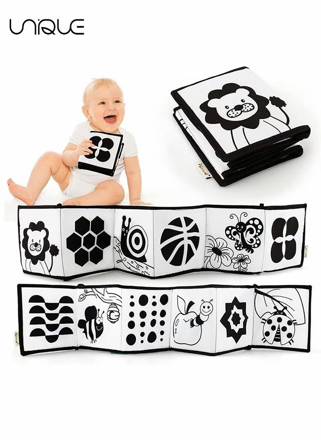Baby Early Education Cloth Book Black and White High Contrast Baby Sensory Toys 0-6 Months Boy / Girl's Torn Three-dimensional Book Bed Surround Sound Cloth Book