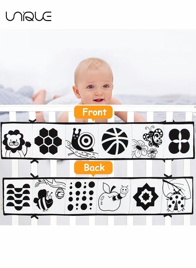 Baby Early Education Cloth Book Black and White High Contrast Baby Sensory Toys 0-6 Months Boy / Girl's Torn Three-dimensional Book Bed Surround Sound Cloth Book