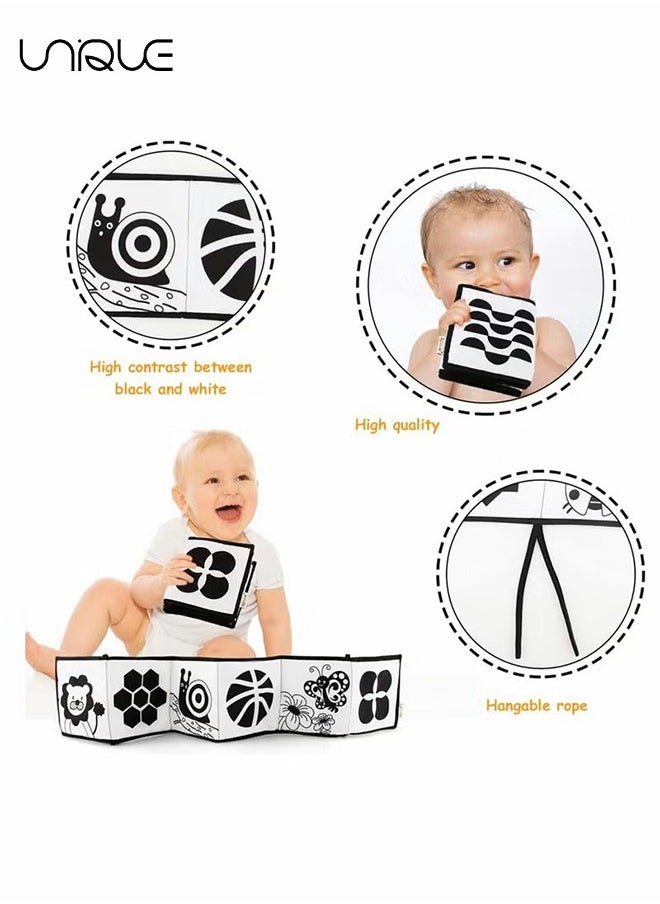Baby Early Education Cloth Book Black and White High Contrast Baby Sensory Toys 0-6 Months Boy / Girl's Torn Three-dimensional Book Bed Surround Sound Cloth Book
