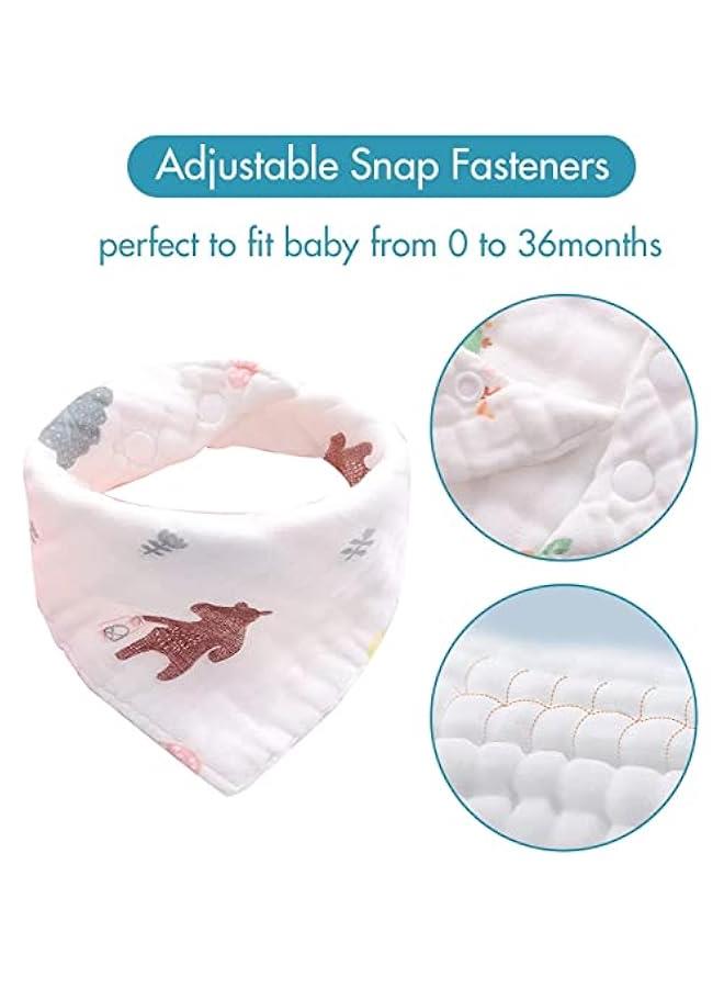 MOXO Baby Bandana Drool Bibs  of 5 Soft and Absorbent Triangle Scarf Burp Cloths for Teething and Drooling Random Style - Image 2