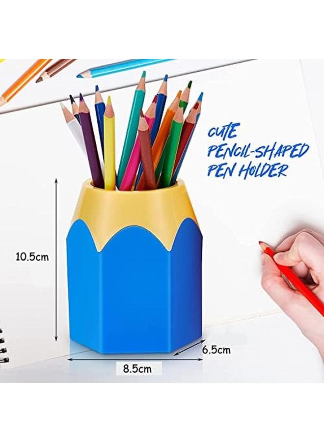 KASTWAVE Pencil Shaped Pen Holders Container Makeup Brush Pot Vase Stationery Desk Organizer Plastic For Classroom Storage Home Office Decoration Blue Green Pink Purple Red 5Pc - Image 2