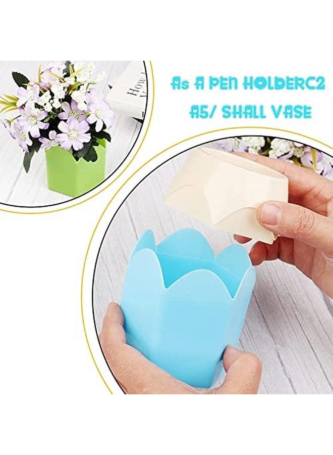 KASTWAVE Pencil Shaped Pen Holders Container Makeup Brush Pot Vase Stationery Desk Organizer Plastic For Classroom Storage Home Office Decoration Blue Green Pink Purple Red 5Pc - Image 3