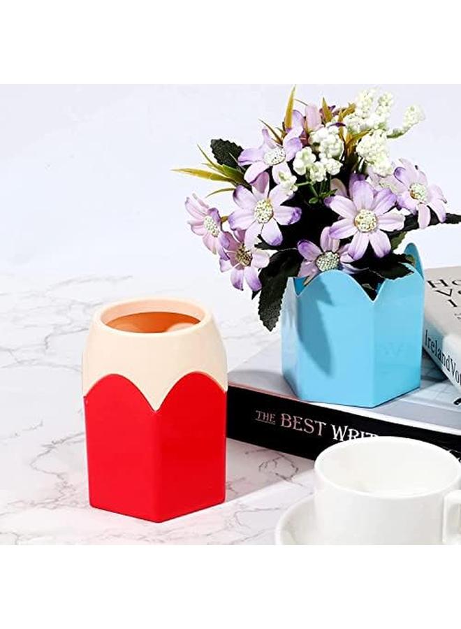 KASTWAVE Pencil Shaped Pen Holders Container Makeup Brush Pot Vase Stationery Desk Organizer Plastic For Classroom Storage Home Office Decoration Blue Green Pink Purple Red 5Pc - Image 4