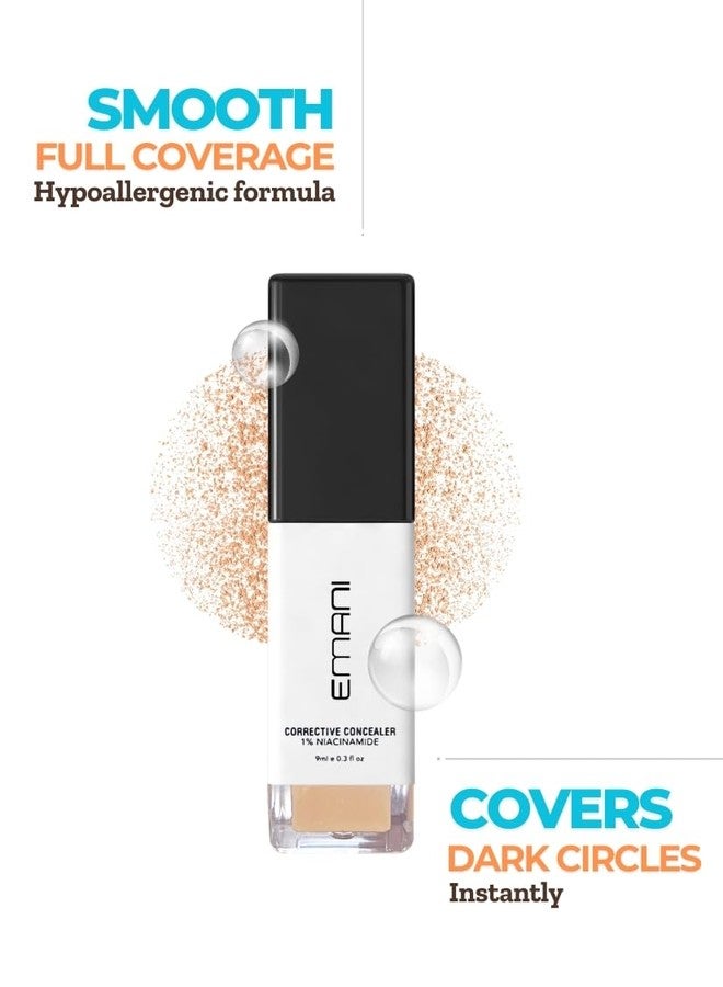 EMANI HD Corrective Liquid Mineral Concealer for Women - Full Coverage, Vitamin C & Hyaluronic Acid, Vegan & Cruelty-Free - 0.3 Fl Oz, Medium - Image 2