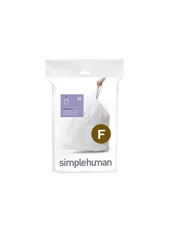 simplehuman Code F Custom Fit Drawstring Trash Bags in Dispenser Packs, 20 Count, 25-30 Liter / 6.6-8 Gallon, White - Image 1