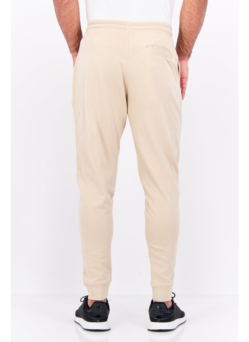 Gazzarrini - Men Regular Fit Brand Logo Joggers Pants, Beige - Image 1