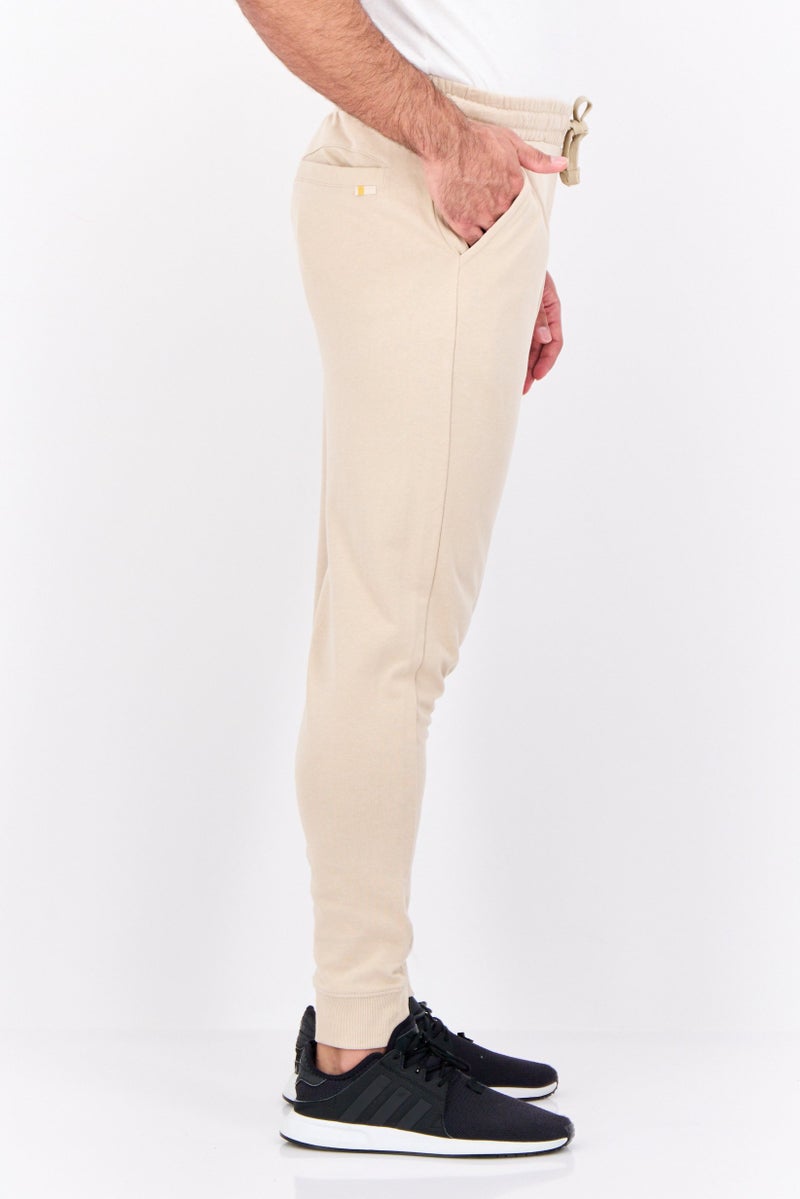 Gazzarrini Men Regular Fit Brand Logo Joggers Pants, Beige - Image 2