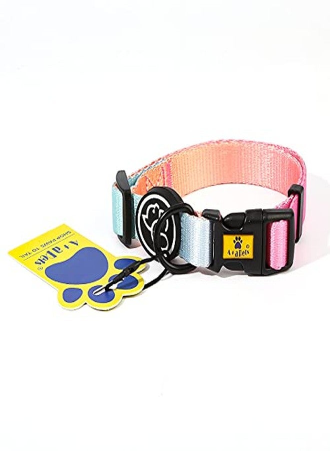 A+a Pets' Skin Friendly Dog Collar (Pink/Blue, Small) - Image 1