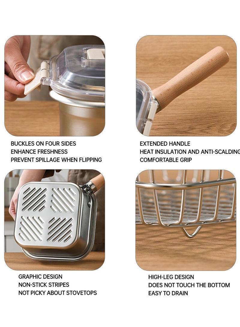 WALALLA Stainless Steel Deep Fryer,Portable Outdoor Cooking Pot with Basket,Lid,Handle,and Oil Filter Screen,Multi-Functional Food Container,Perfect for Frying Chicken,French Fries,or Noodles,2.5L - Image 4