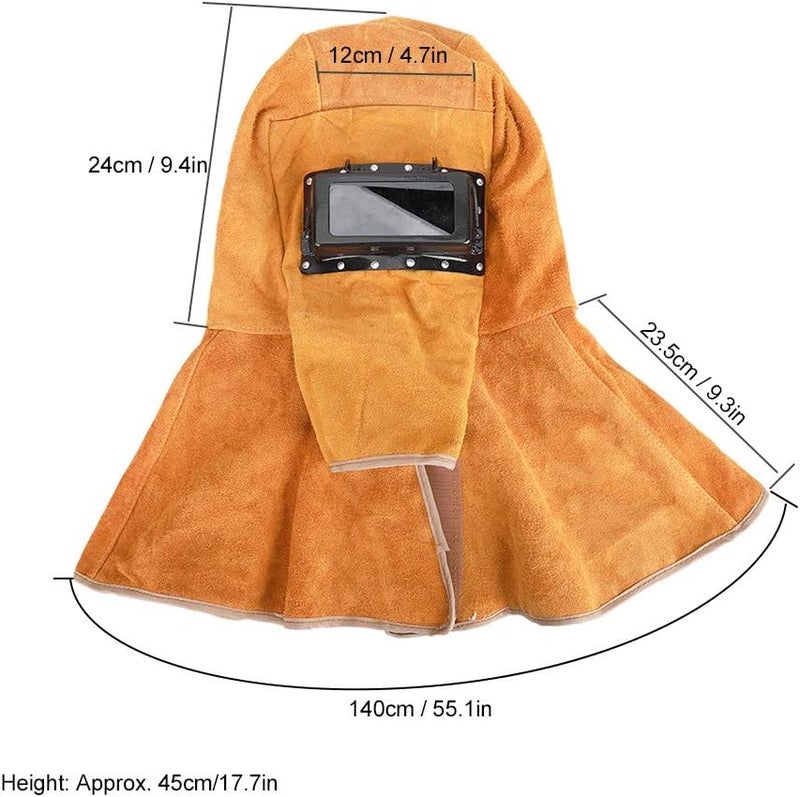 klarako Neck Protective Guard Cowhide Welding Helmet, Multipurpose Shawl Solar Auto Darkening Flame Resistant Anti-Spatter Heat Insulation Face - Image 5