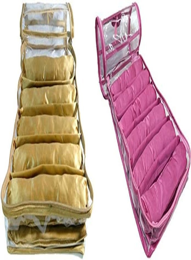 SNA Combo Bangle Box: Stylish Pink & Gold Storage Solution for Jewelry and Makeup - Image 1