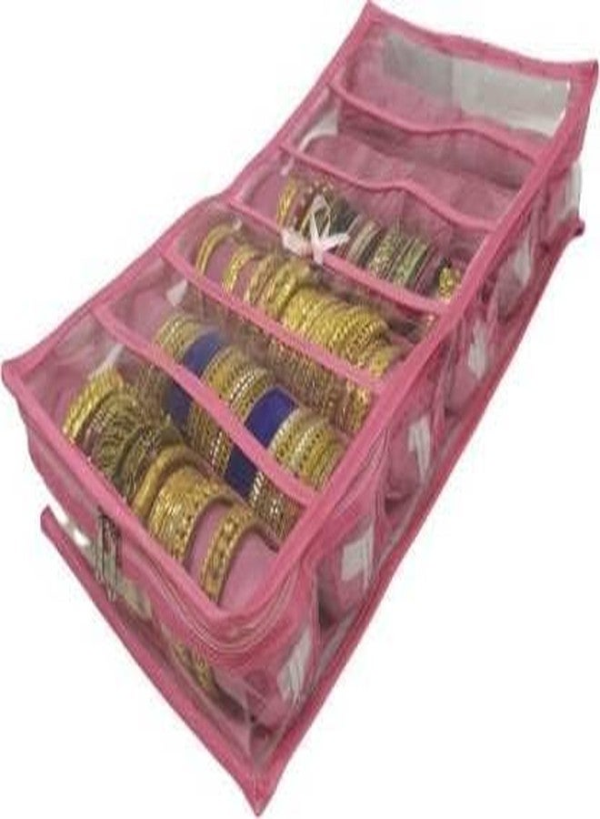 SNA Combo Bangle Box: Stylish Pink & Gold Storage Solution for Jewelry and Makeup - Image 3
