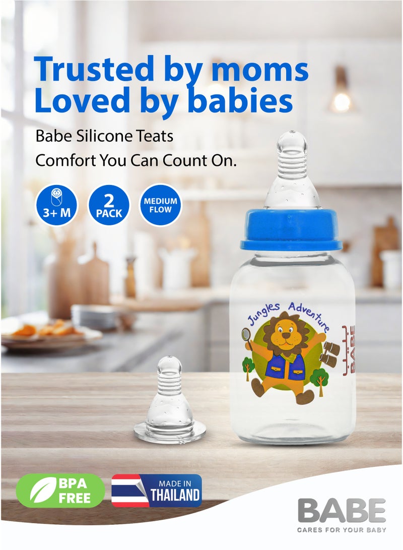 بابي BABE - حلمات رضاعة سيليكون مضادة للمغص، تدفق متوسط، للأطفال من عمر 3 أشهر فما فوق، خالية من مادة BPA، عبوة من قطعتين، صنع في تايلاند - Image 4