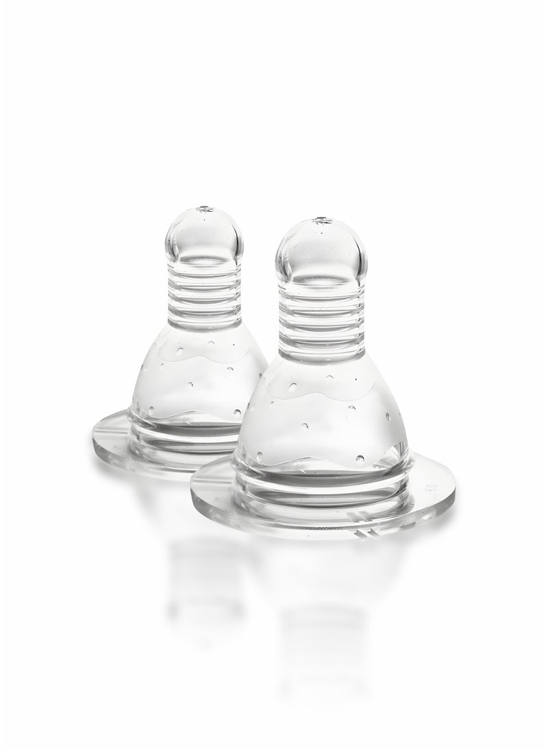 بابي BABE - حلمات رضاعة سيليكون مضادة للمغص، تدفق متوسط، للأطفال من عمر 3 أشهر فما فوق، خالية من مادة BPA، عبوة من قطعتين، صنع في تايلاند - Image 1