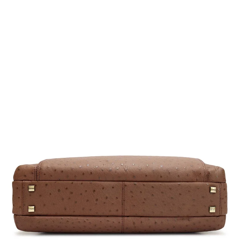 Da Milano Mocha Ostrich Leather Laptop Bag - Mocha  | Best Price UAE