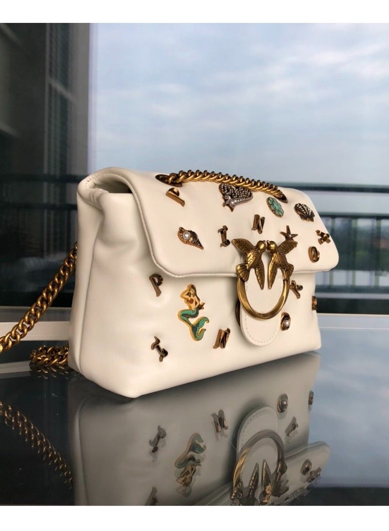 Pinko Chain Badge Crossbody Shoulder Bag 22*16*5cm - Image 2