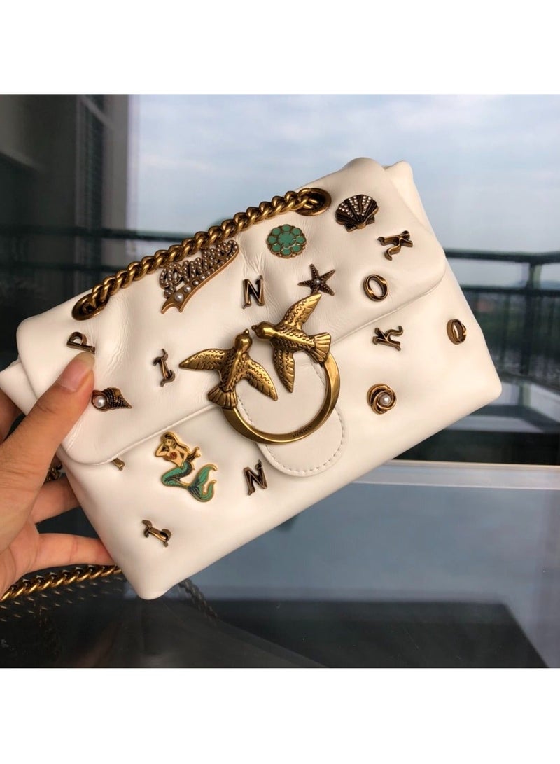 Pinko Chain Badge Crossbody Shoulder Bag 22*16*5cm - Image 4