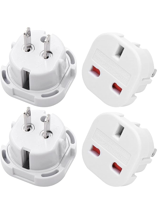 promass 4 PCS UK to US Adaptor Plug - Travel Plug Adapter with Rotatable Pin for UK/EU/HK/Singapore/Canada(White) - Image 1