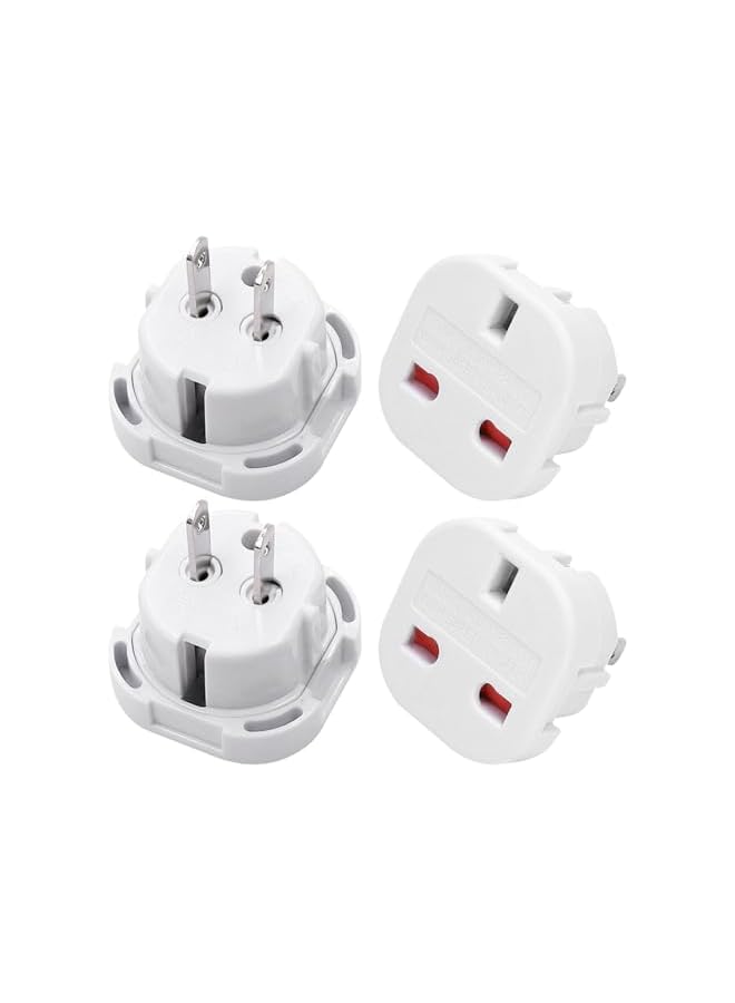 promass 4 PCS UK to US Adaptor Plug - Travel Plug Adapter with Rotatable Pin for UK/EU/HK/Singapore/Canada(White) - Image 2