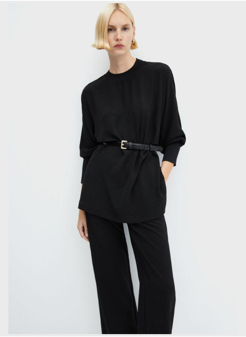 MANGO - Crew Neck Knitted Sweatshirt - Image 1