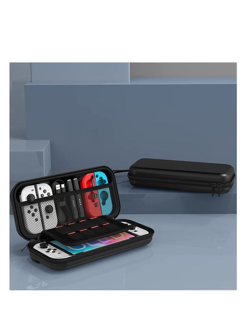 TFIXOL - 14 in 1 Carry Case for Nintendo Switch Sports, Switch Console Accessories, Portable Travel Carry Case Include Screen Protector & TPU Clear Soft Case & Data Cable & Adjustable Stand, Black - Image 1