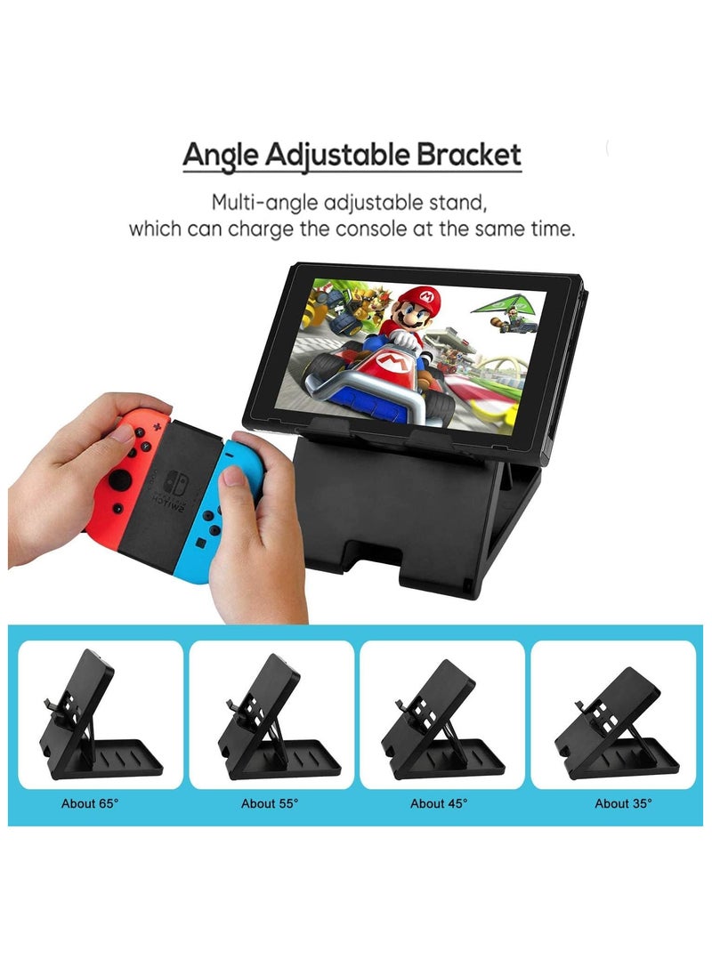 TFIXOL - 14 in 1 Carry Case for Nintendo Switch Sports, Switch Console Accessories, Portable Travel Carry Case Include Screen Protector & TPU Clear Soft Case & Data Cable & Adjustable Stand, Black - Image 1