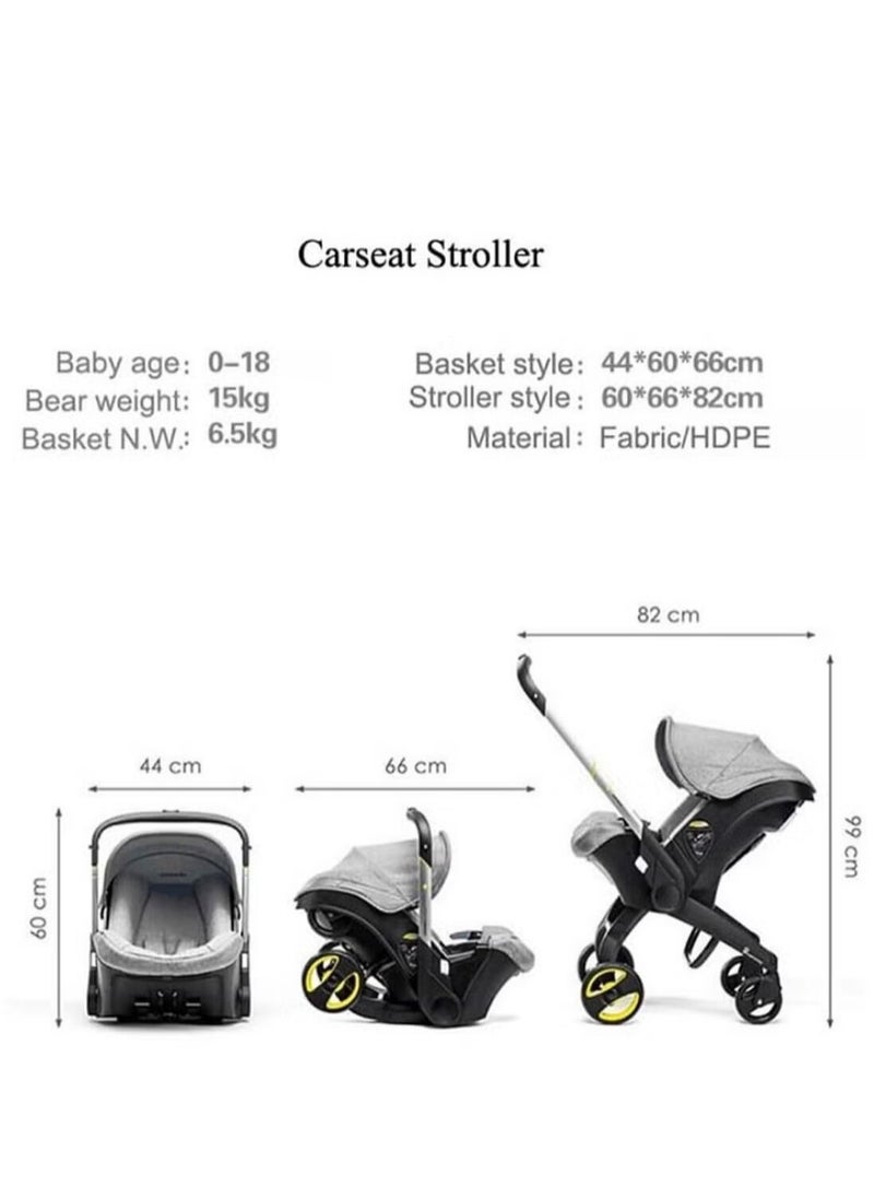 Cute Baby Baby Stroller Lightweight Foldable Multi-Function 4-In-1 Pushchair Two Way Pushable Newborn Baby Cradle Buggies Pram for Infant from Birth to 3 Years Old  - Image 2