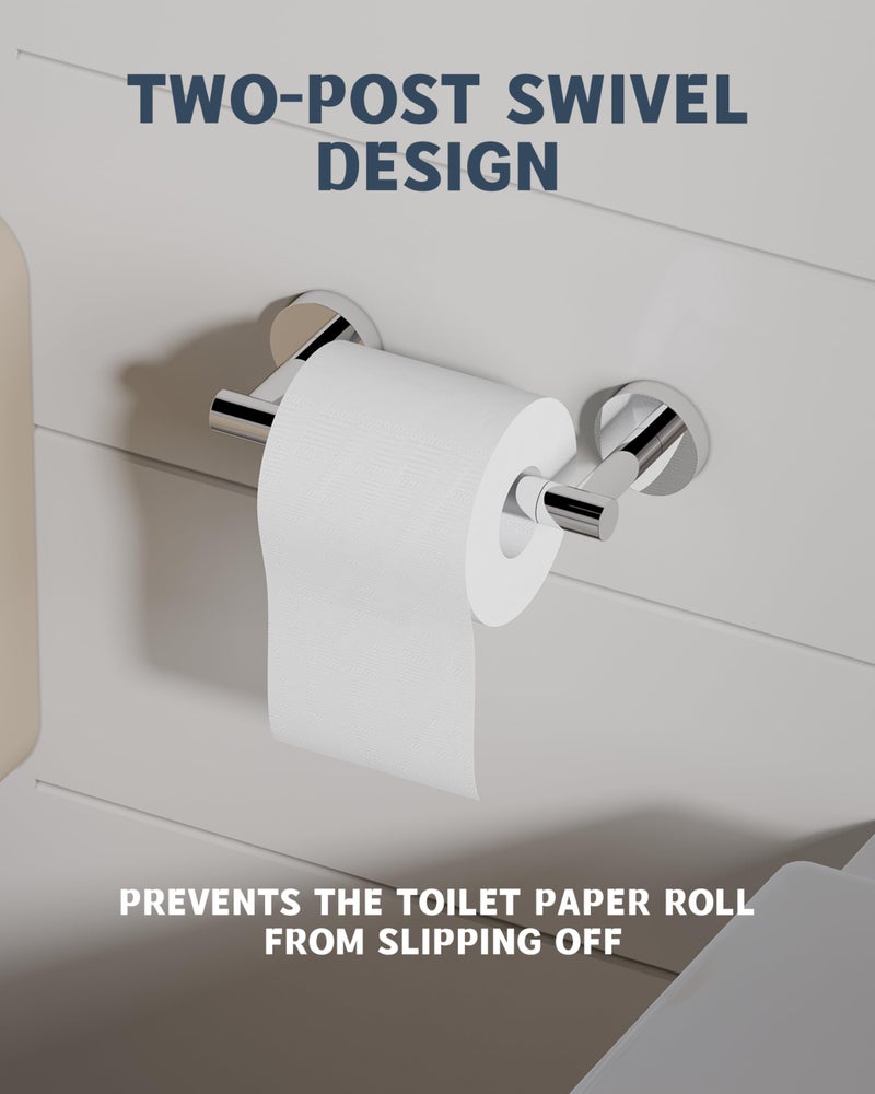 RARXTR Polished Finish Toilet Paper Holder SUS304 Stainless Steel Double Post Pivoting Toilet Paper Roll Holder Wall Mounted Toilet Tissue Holder for Commercial Bathroom RV - Image 3