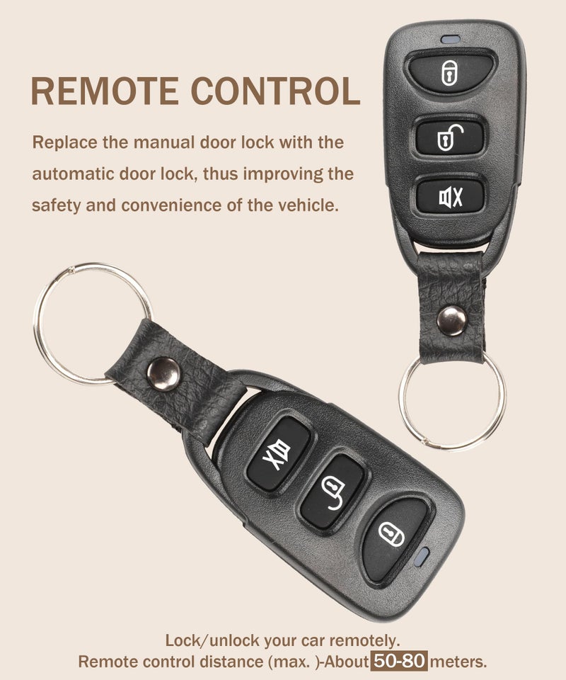 bylikeho 4PCS Power Door Lock Kit,Car Accessories Universal Car Door Lock Remote Lock Kit,Car Keyless Entry System with 2 Remote,12V Door Lock Actuator Car Remote Control - Image 5
