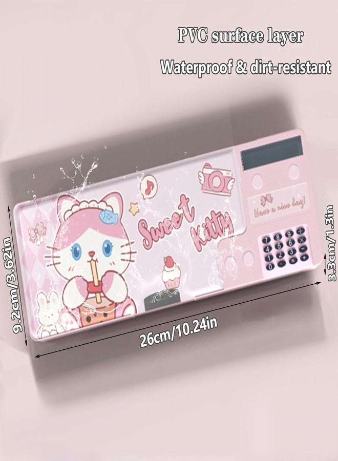 Ristpal Pop Up Multifunction Pencil Case for Boys and Girls with Calculator, Sharpener, Cute School Supplies Pencil Box, Stationery Organizer, Best Gift Birthday Present for Kids (Pink) - Image 5