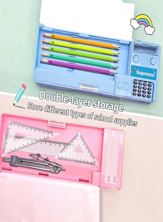 Ristpal Pop Up Multifunction Pencil Case for Boys and Girls with Calculator, Sharpener, Cute School Supplies Pencil Box, Stationery Organizer, Best Gift Birthday Present for Kids (Pink) - Image 2