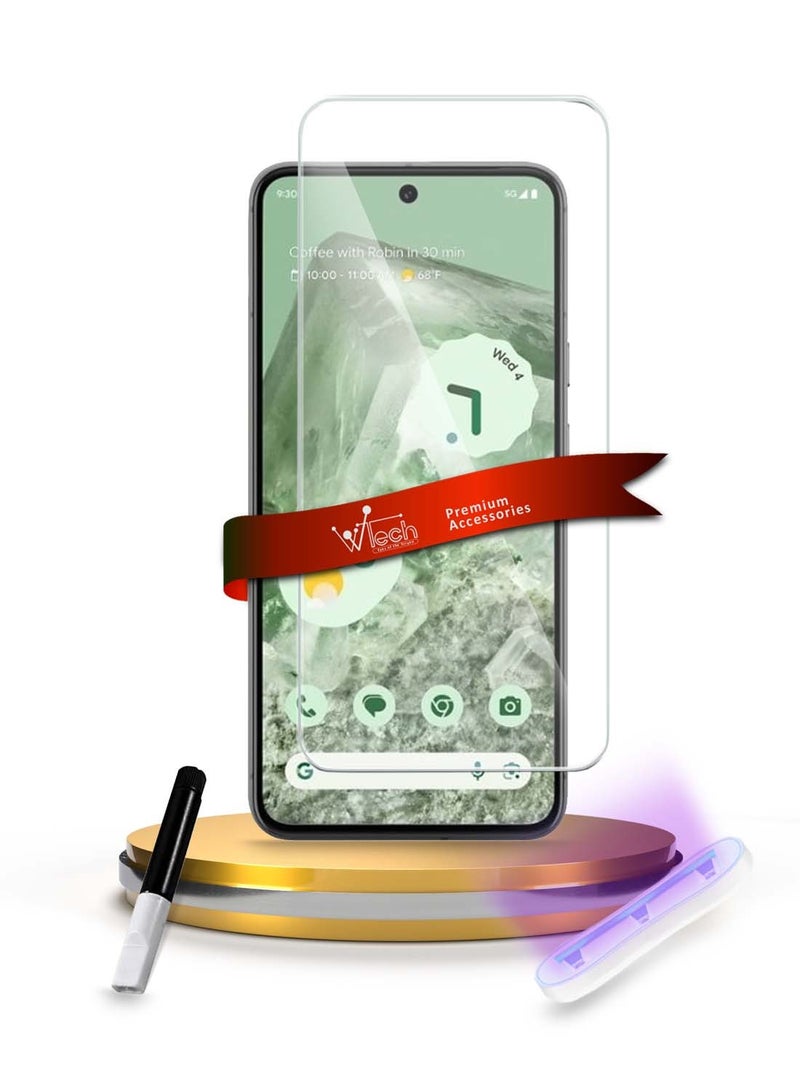 Wtech Google Pixel 8 5G 2023 Premium Curved Edges UV Full Glue Full Cover Tempered Glass Screen Protector (MSGUCN) - Clear - Image 1