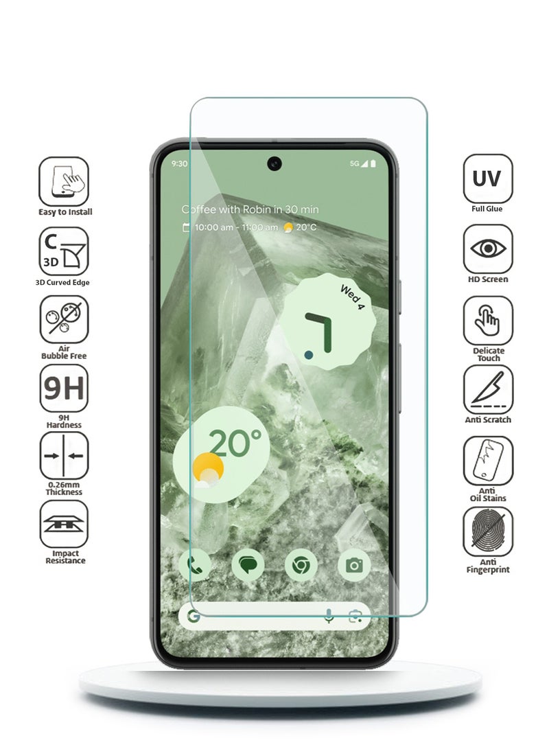 Wtech Google Pixel 8 5G 2023 Premium Curved Edges UV Full Glue Full Cover Tempered Glass Screen Protector (MSGUCN) - Clear - Image 2