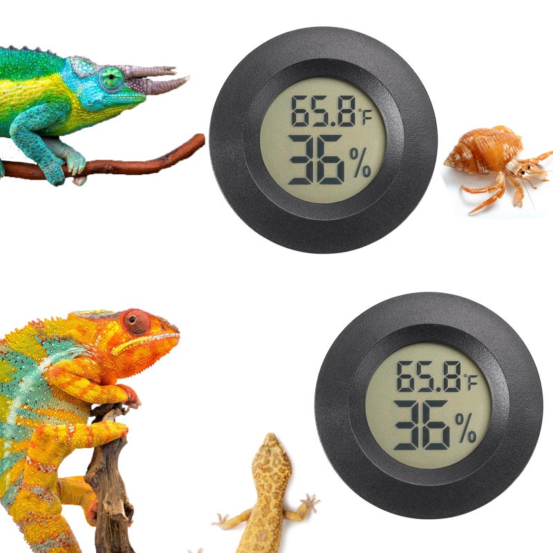 Serundo Auto Reptile Thermometer Humidity Meter Digital Terrarium Thermometer Bearded Dragon Cage Accessories Temperature Humidity Meter for Leopard Crab Gecko - Image 1
