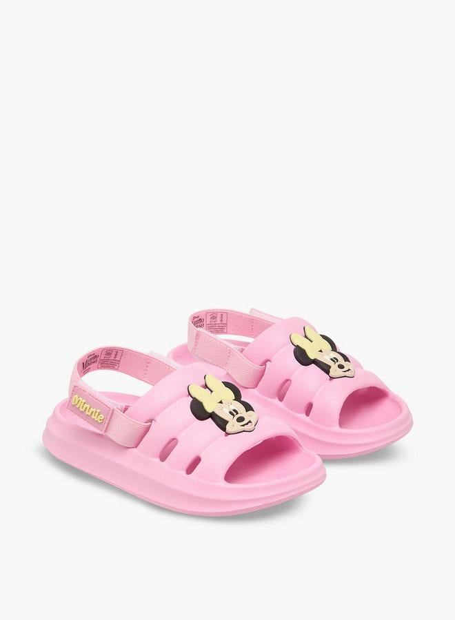 Disney Girls Minnie Mouse Applique Sandals - Image 1
